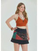 Snap Front Patchwork Wrap Black Plus Size Skirt 4689